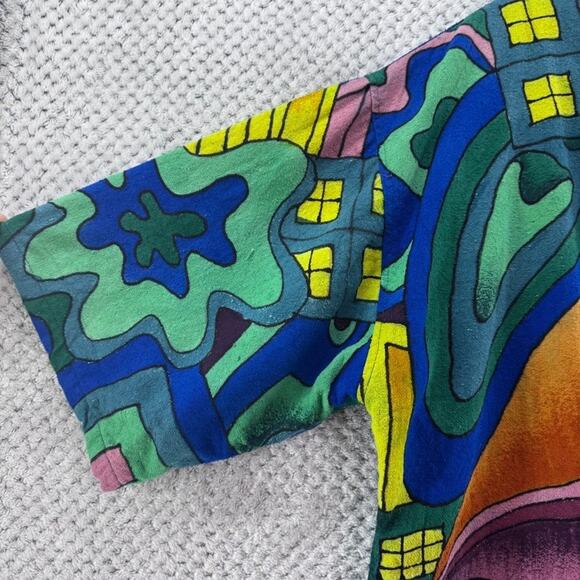 VTG Deeve New York Jacket Women One Size Green Silk Art To Wear Abstract City - Picture 5 of 16